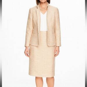 Talbots Skirt Suit Set Blush Pink Tweed Size 16 Jacket / 14 Skirt